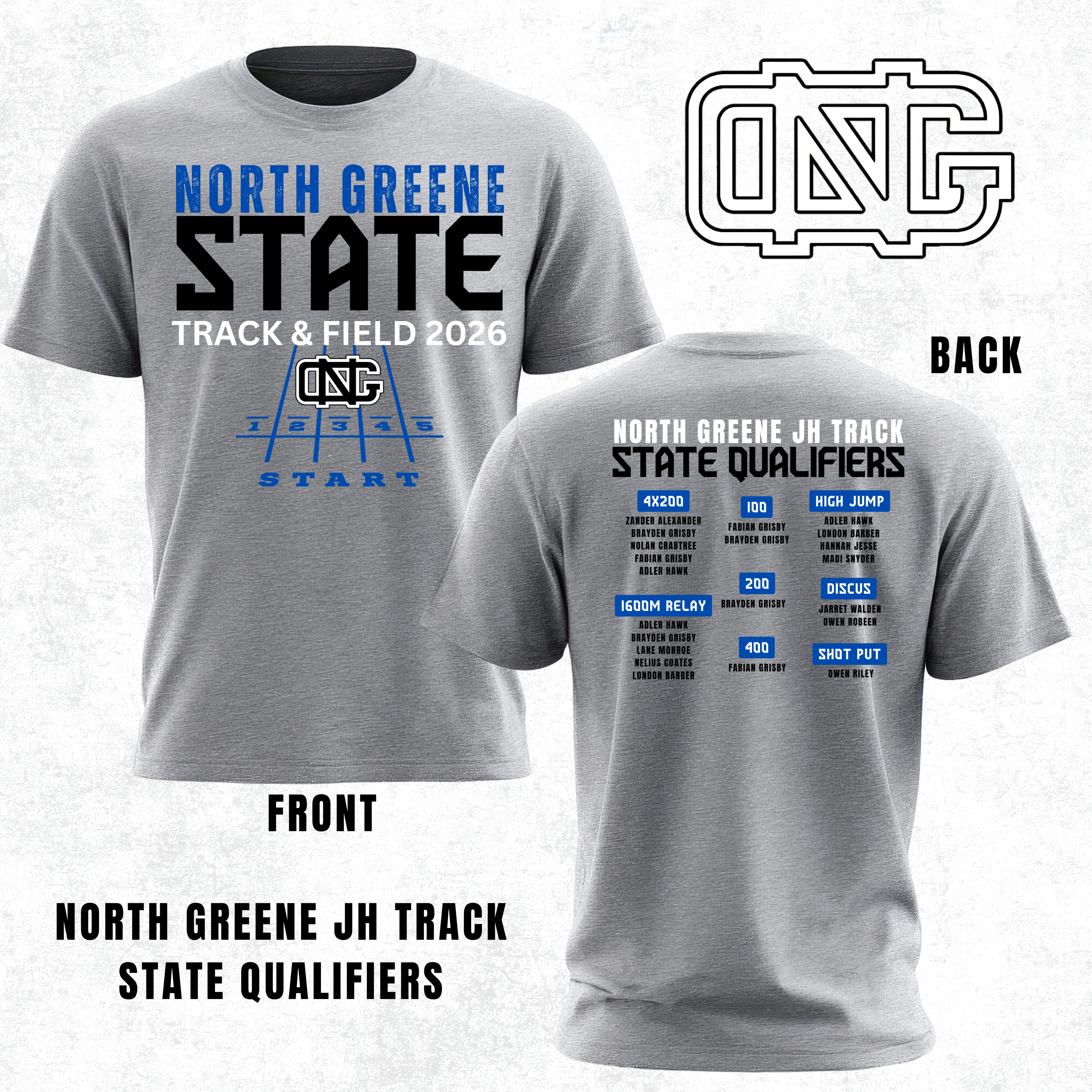 North Greene JH Track State Qualifiers Shirt